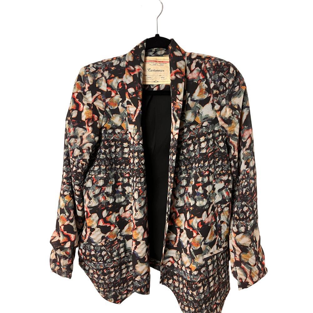 Cartonnier Anthropologie Ardsley Abstract Floral Blazer Jacket Size Small